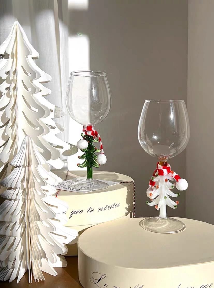 Christmas Tree Wine Glass